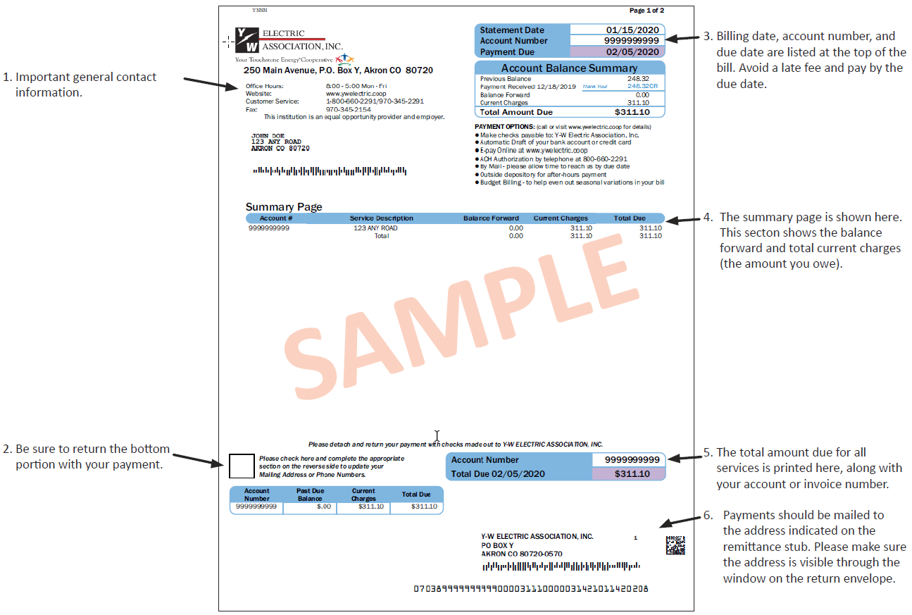 How To Read Your Statement | Y-W Electric Association, Inc